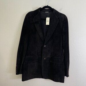 NEW Banana Republic Mens 38R Black Suede Leather Blazer Jacket Single Breasted